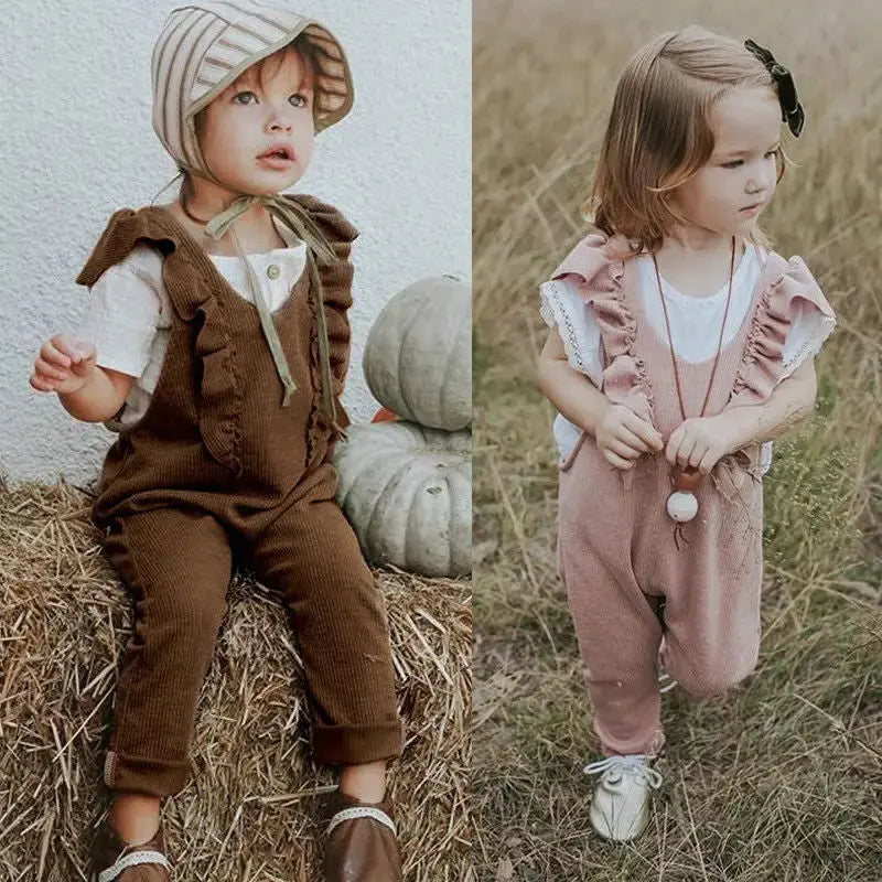Ruffle Knit Romper: Baby Girl Jumpsuit Overalls