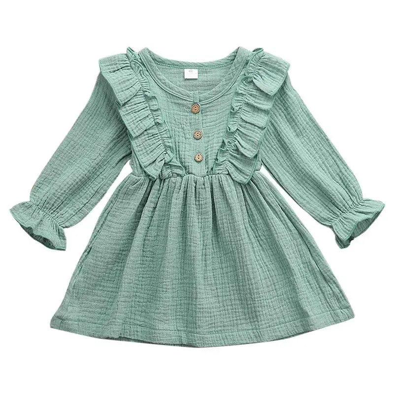 RuffleSpring Baby Dress - Green / 80cm