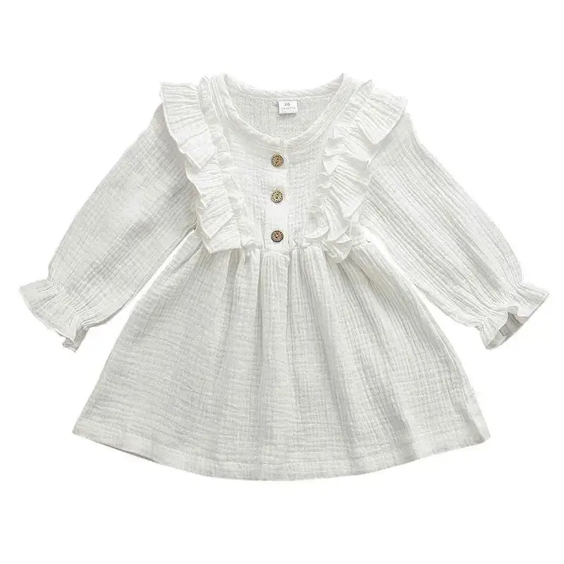 RuffleSpring Baby Dress - White / 80cm