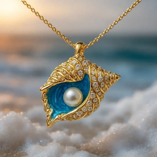 Seaside Conch Necklace Pendant - Gold