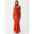 Seaside Splash: Multicolor Fishtail Dress - Orange Red / S