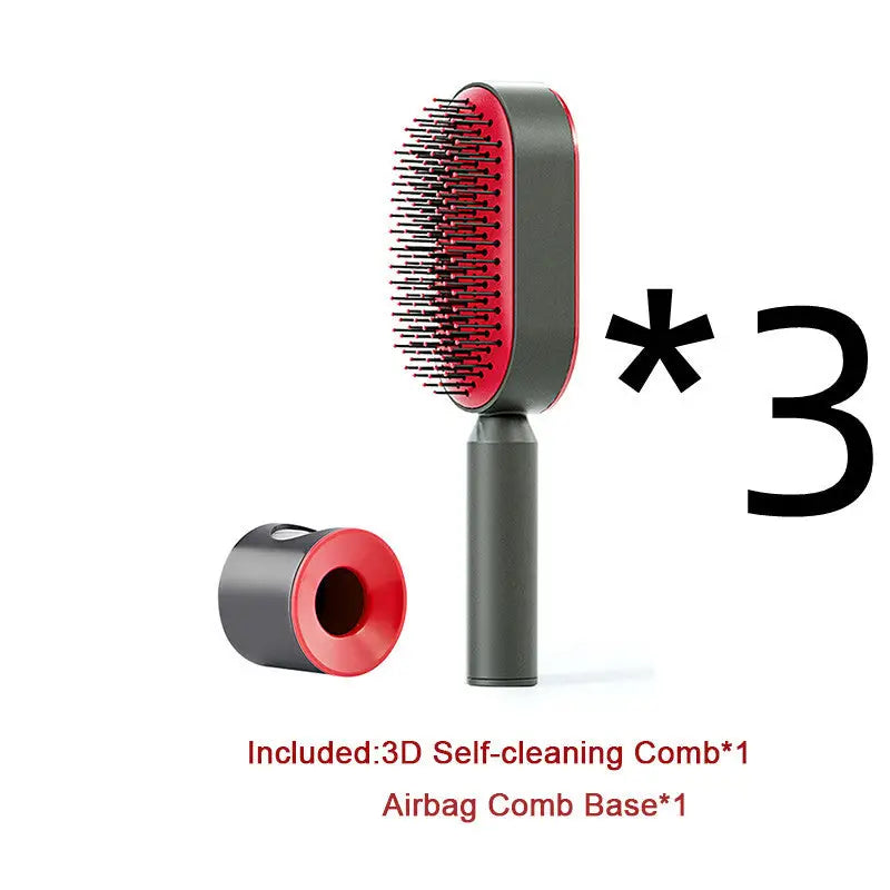 Self Cleaning Hairbrush with 3D Air Cushion for Healthy Hair 3pcs Set