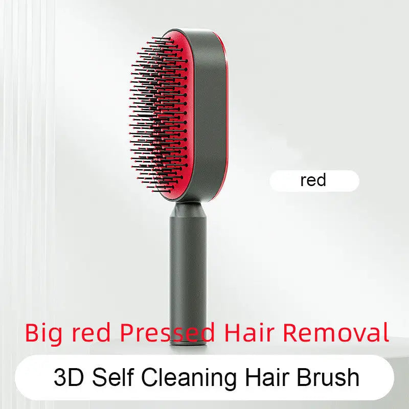 Self Cleaning Hairbrush with 3D Air Cushion for Healthy Hair Big red Pressed Hair Removal