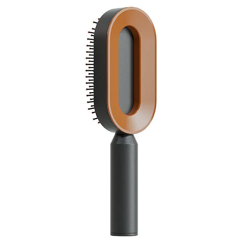 Self Cleaning Hairbrush with 3D Air Cushion for Healthy Hair Black gold
