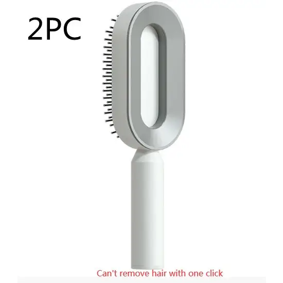 Self Cleaning Hairbrush with 3D Air Cushion for Healthy Hair Elegant white 2PC