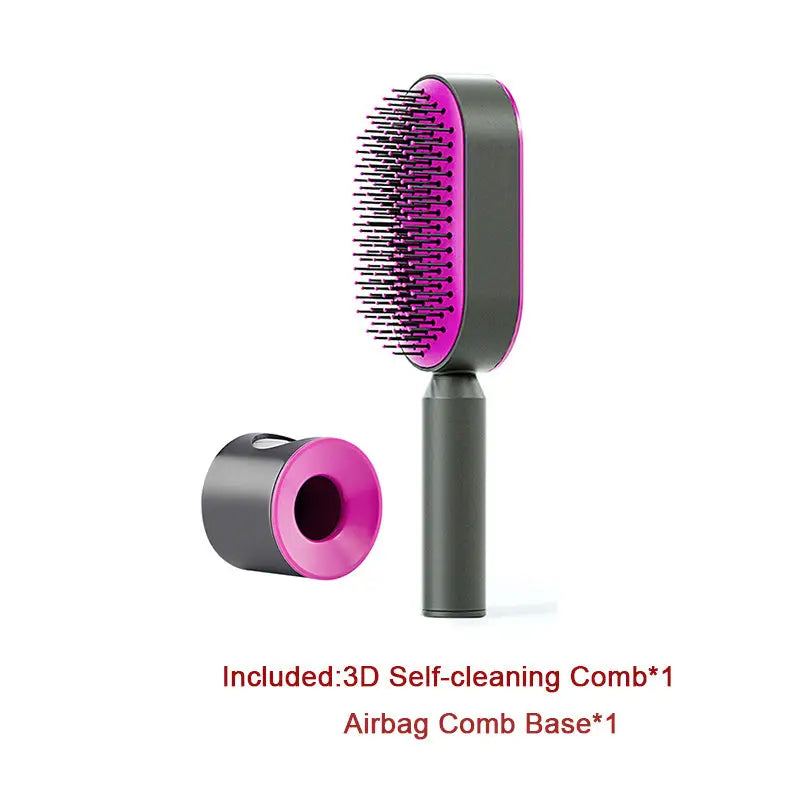Self Cleaning Hairbrush with 3D Air Cushion for Healthy Hair Set C