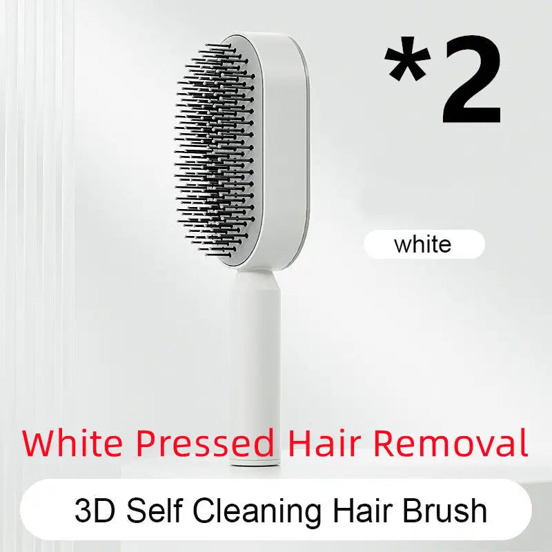 Self Cleaning Hairbrush with 3D Air Cushion for Healthy Hair Set D