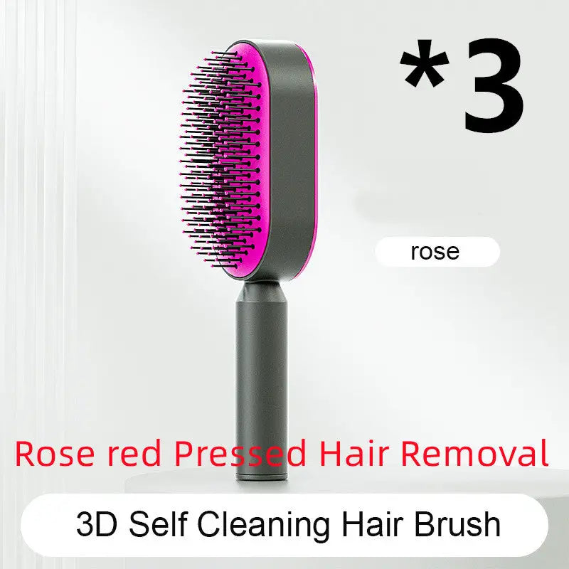 Self Cleaning Hairbrush with 3D Air Cushion for Healthy Hair Set H