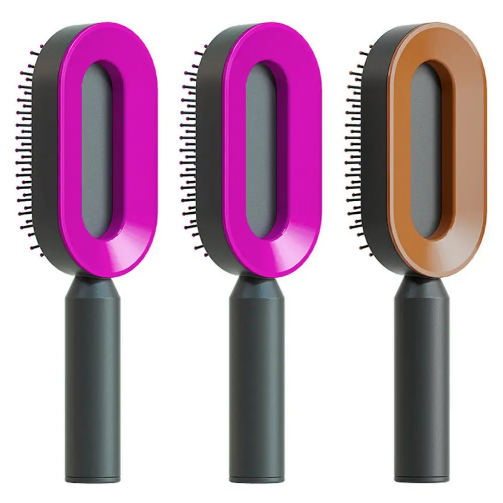 Self Cleaning Hairbrush with 3D Air Cushion for Healthy Hair Set Y
