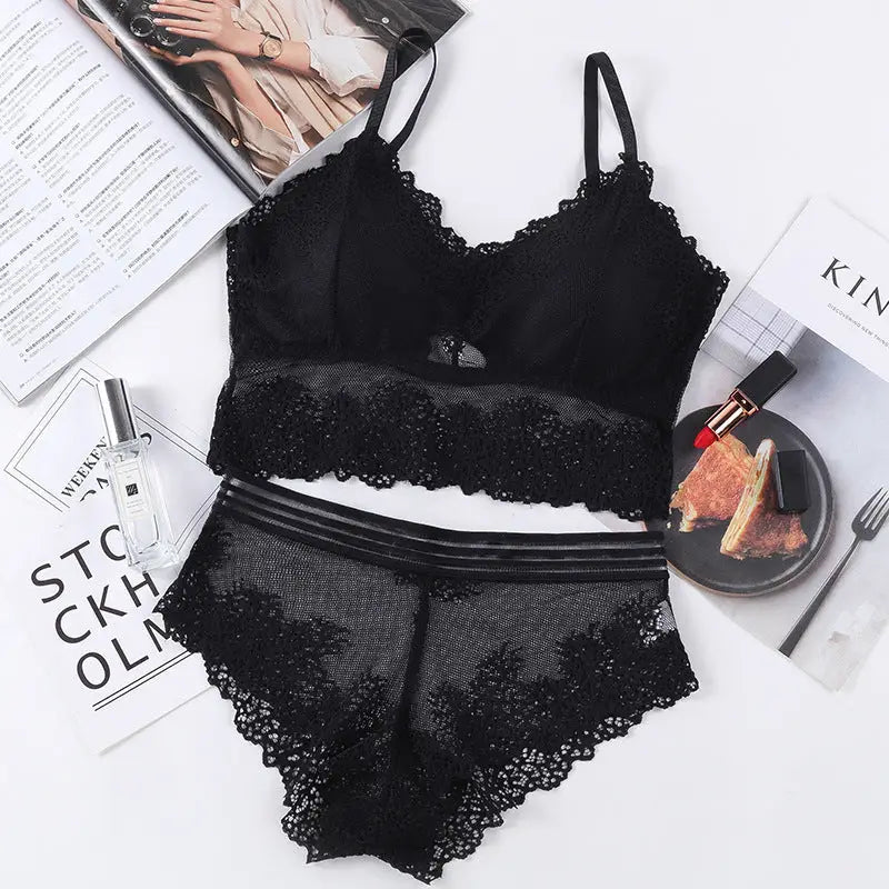 Sexy Tube Top Bottoming Underwear Lace Underwear Women’s Suit - Black Suit / Free Size