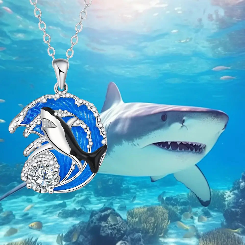 Shark Luxe Crystal Pendant Necklace - Shark Necklace