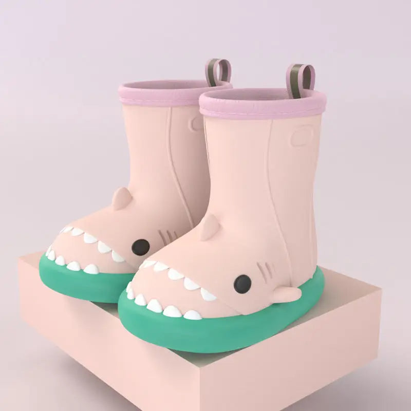 Shark Splash Rain Boots - Green edge pink / Size140 - 4