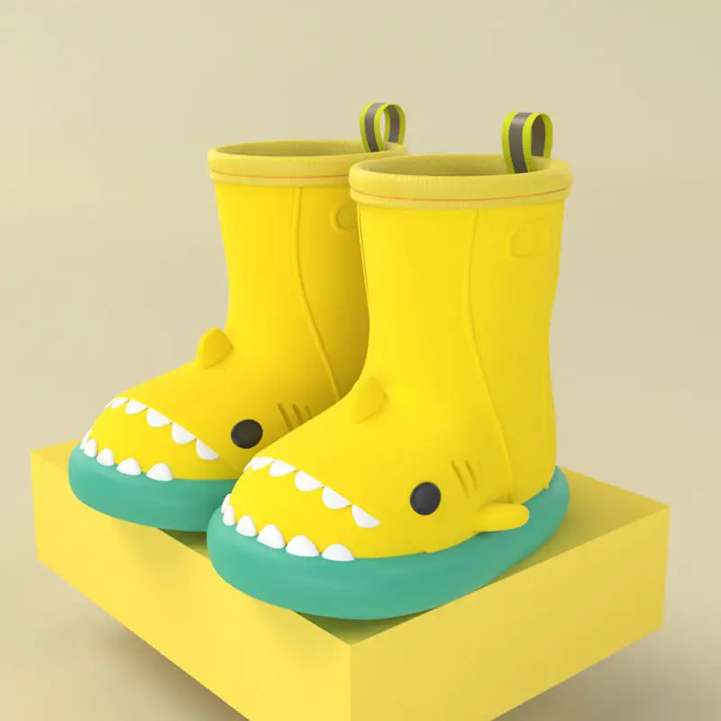 Shark Splash Rain Boots - Green edge yellow / Size140 - 4
