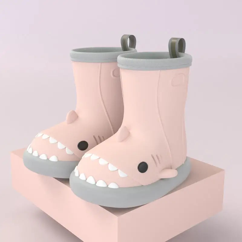 Shark Splash Rain Boots - Grey edge pink / Size150 - 4