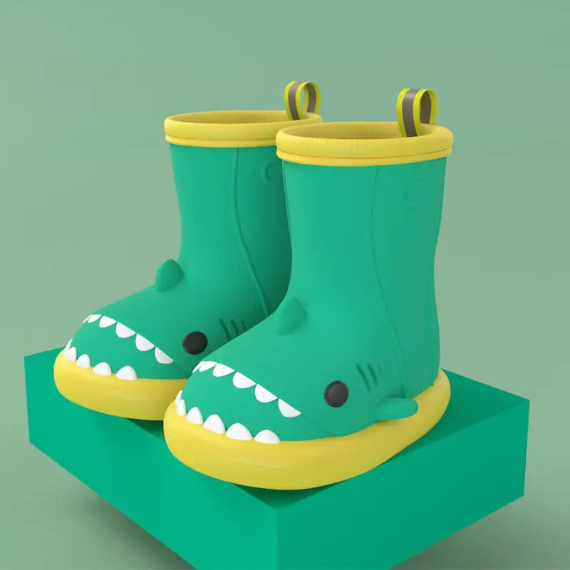 Shark Splash Rain Boots - Yellow edge green / Size140 - 4