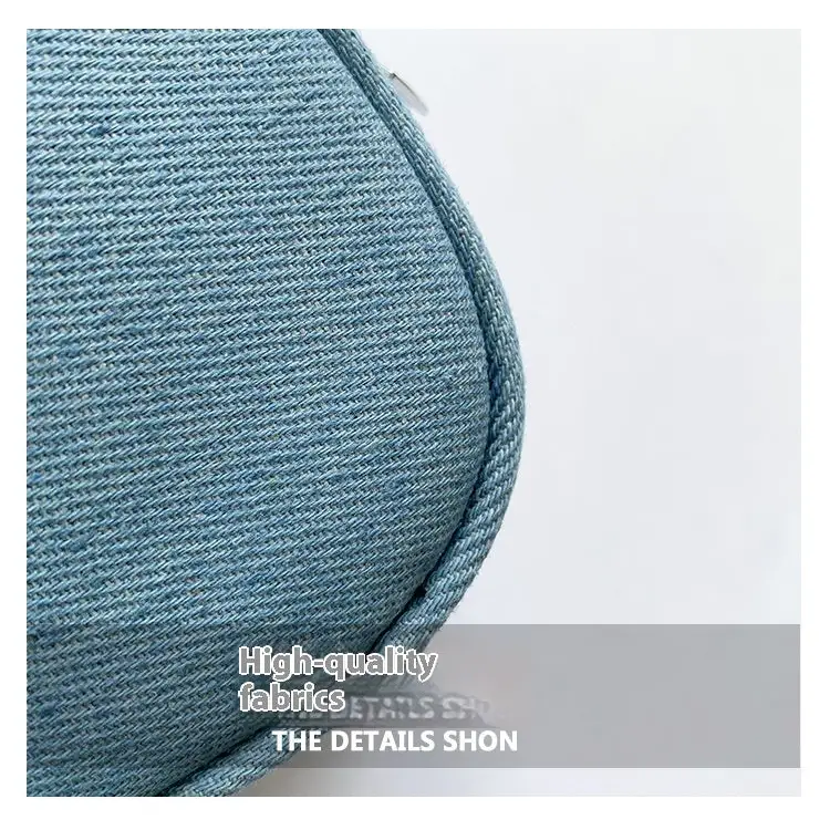 Shell Shape Soft Denim Outer Bag with Pocket in Black and Blue