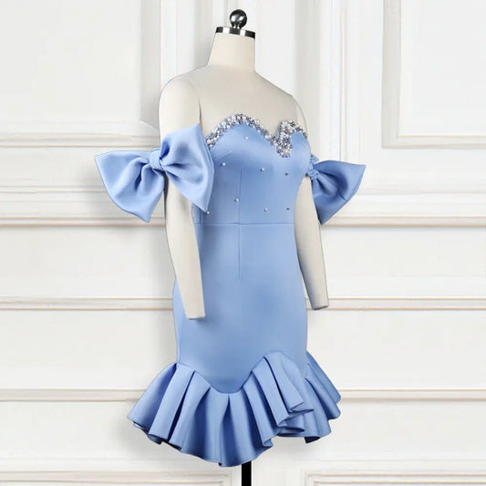 ShimmerMesh Beaded Ruffle Dress