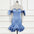 ShimmerMesh Beaded Ruffle Dress - Blue / 2XL