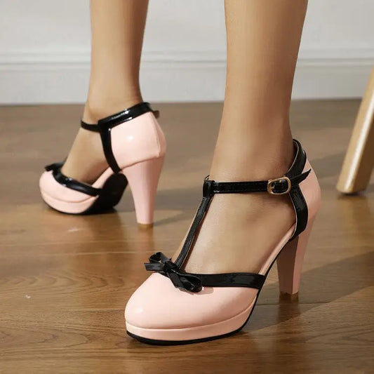 Shiny Bow Patent Heels