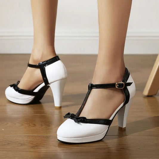 Shiny Bow Patent Heels