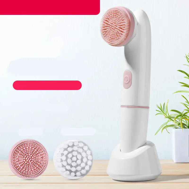 Silicone and PBT Waterproof Electric Cleaning Brush Pink Blue
