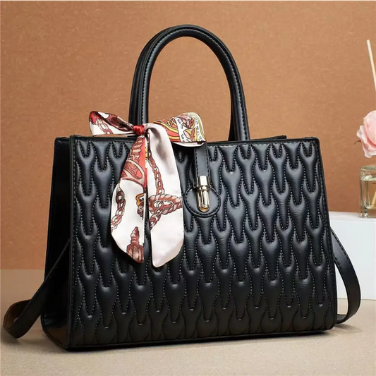 SilkDaze Soft Leather & Diamond Embossed Shoulder Bag