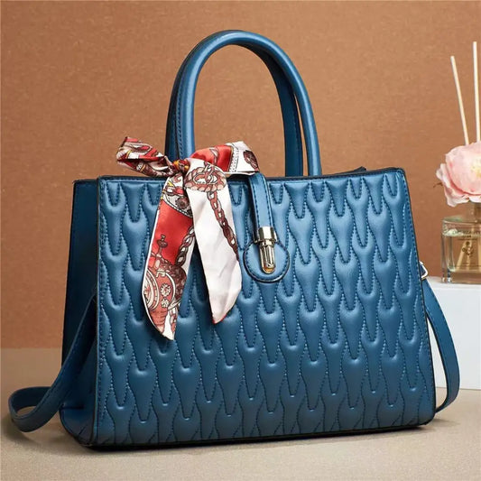 SilkDaze Soft Leather & Diamond Embossed Shoulder Bag