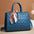 SilkDaze Soft Leather & Diamond Embossed Shoulder Bag - Blue