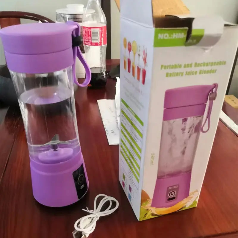 Six 6 Blade Portable Blender for Smoothies and Juices Purple / Two Knives