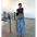 Skyline Chic: Bevel Button Straight Jeans - Light Blue / S