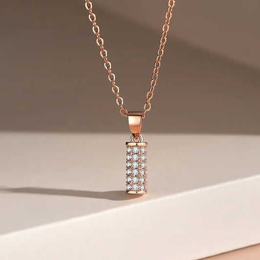 SleekLine: Women’s Elegant Flat Stick Necklace - Copper Plating Champagne Gold