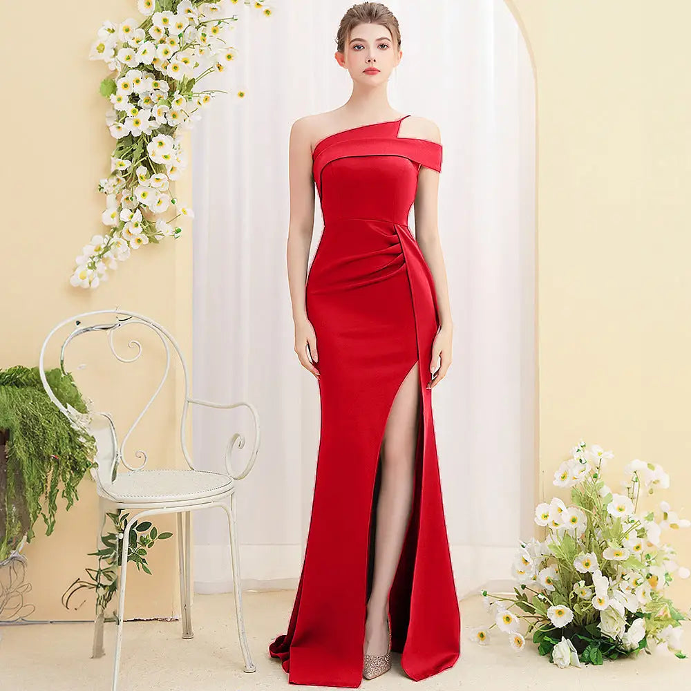 Sleeveless Mid Waist Long Skirt in Multiple Colors Polyester Fiber - Red / S