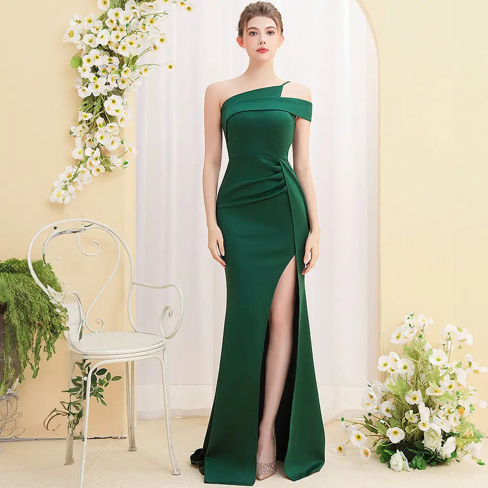 Sleeveless Mid Waist Long Skirt in Multiple Colors Polyester Fiber - Dark Green / S
