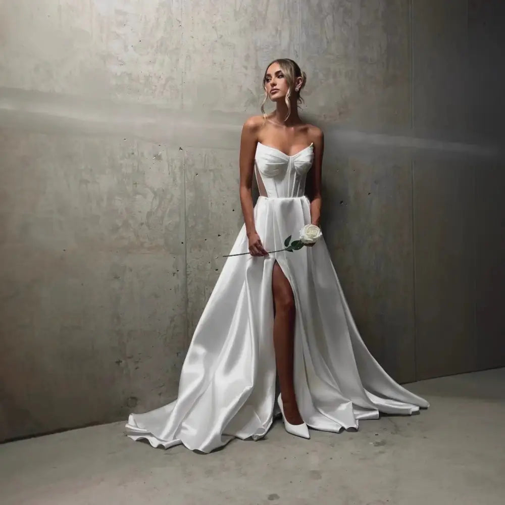 Sleeveless Polyester Long Skirt in White or Ivory - Ivory / 2