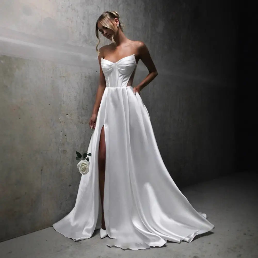 Sleeveless Polyester Long Skirt in White or Ivory