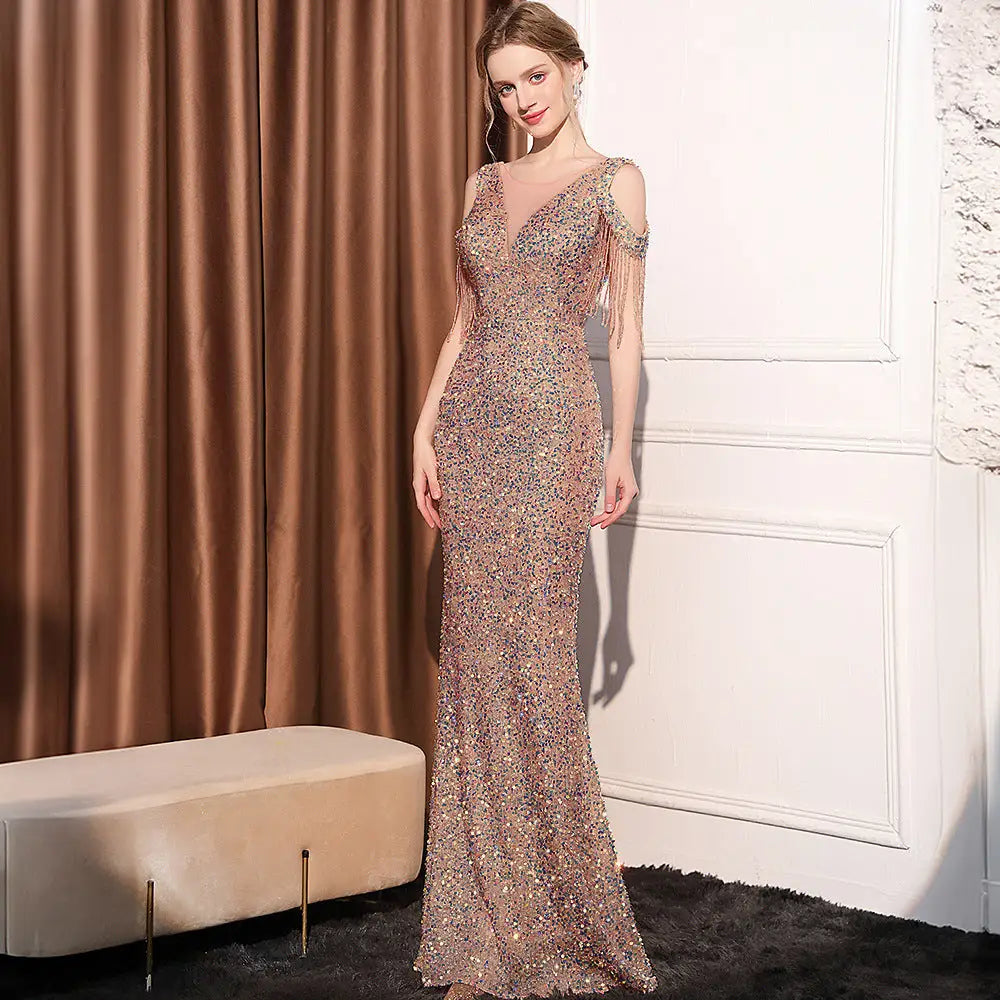 Sleeveless Zipper Dress in Multiple Colors and Sizes Polyester Fabric - Champagne 18580 / S