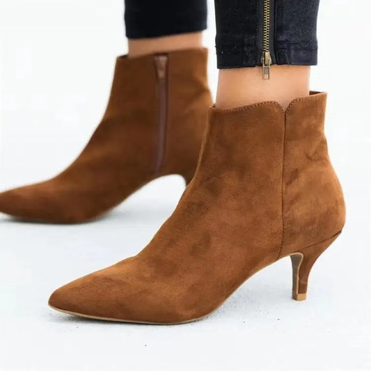 Slip-stop Stiletto Boots - Dark Brown / 35