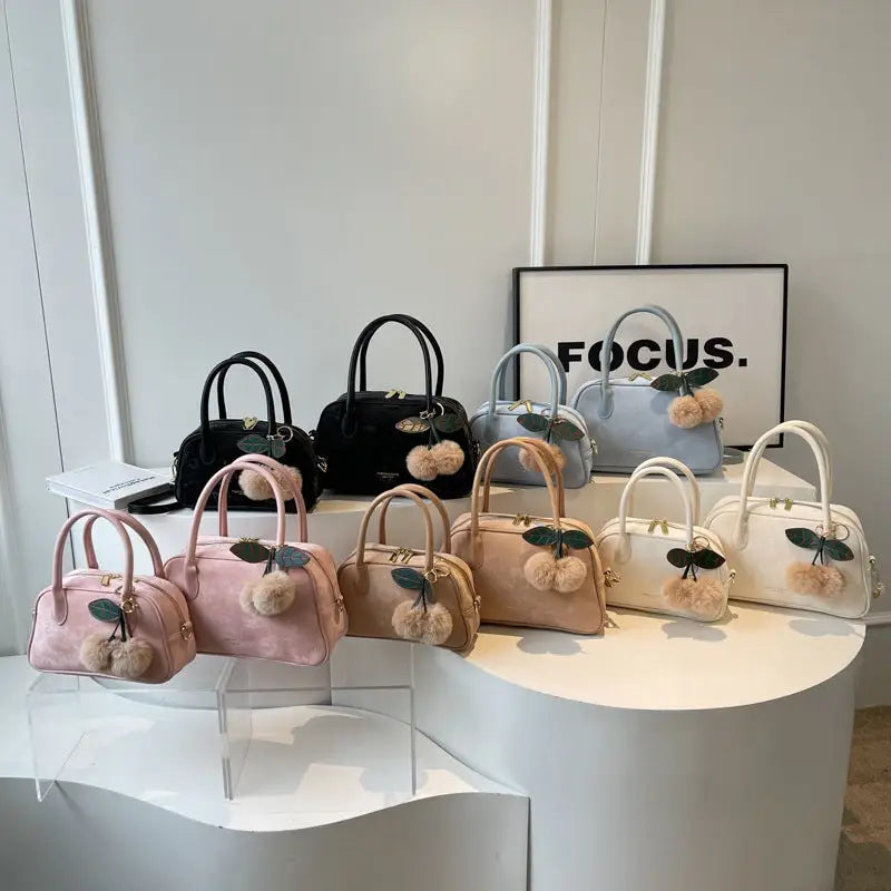 Small PU Handbag with Three-Dimensional Pocket and Inner Zipper Pouch