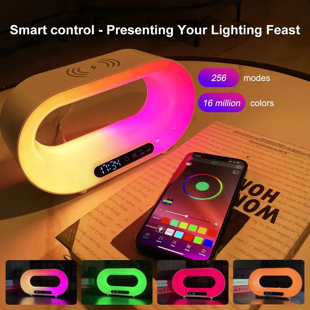 Smart Sleep Alarm Clock with APP Controlled Dimmable Night Light USB / White