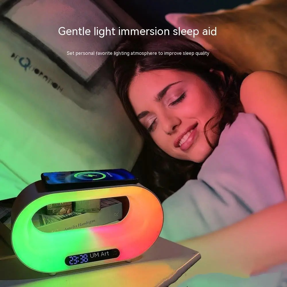 Smart Sleep Alarm Clock with APP Controlled Dimmable Night Light USB / White