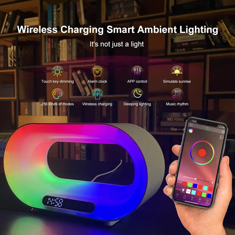 Smart Sleep Alarm Clock with APP Controlled Dimmable Night Light USB / White