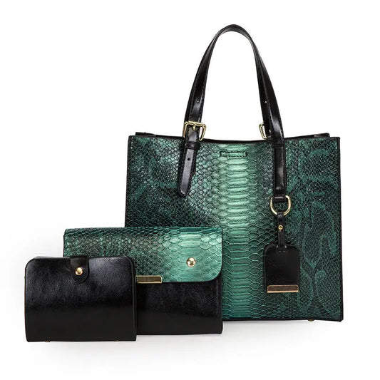 Snake Pattern Medium Suitcase with Striped Polyester Lining