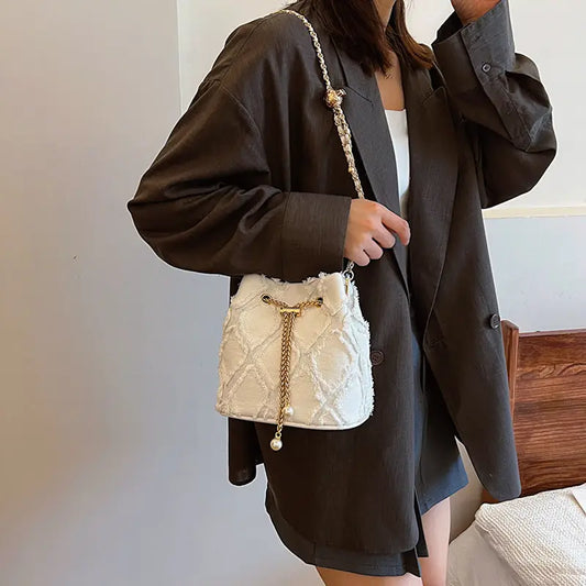 Soft Denim Bucket Crossbody Bag for Women Multiple Colors