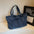 Soft Denim Square Suitcase with Multiple Internal Pockets - Blue