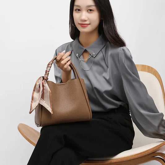 Soft Genuine Leather Suitcase with Three Dimensional Pocket