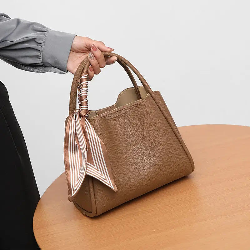 Soft Genuine Leather Suitcase with Three Dimensional Pocket
