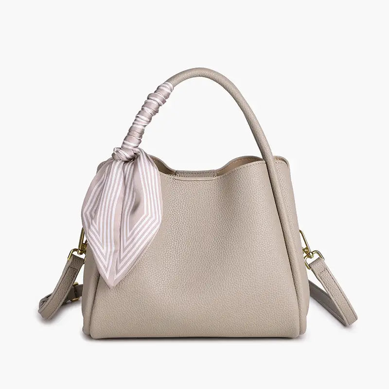 Soft Genuine Leather Suitcase with Three Dimensional Pocket - Elephant Gray