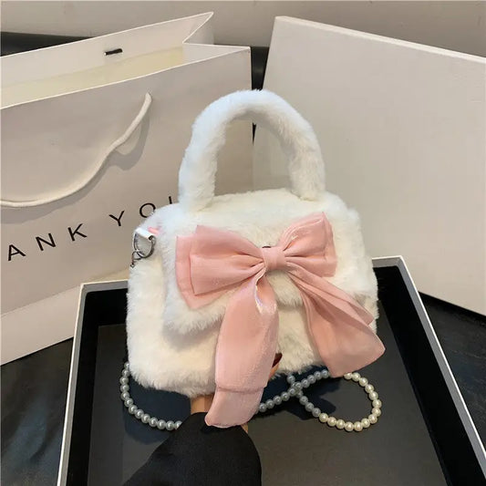 Soft Nylon Bow Handbag with Open Pocket in Multiple Colors
