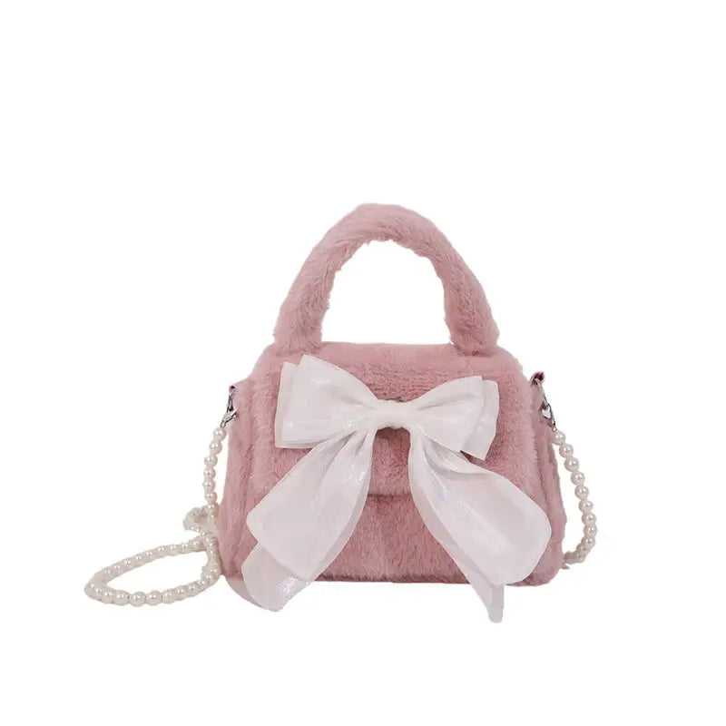 Soft Nylon Bow Handbag with Open Pocket in Multiple Colors