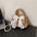 Soft Nylon Bow Handbag with Open Pocket in Multiple Colors - Brown